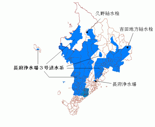 長府浄水場3号送水系の図