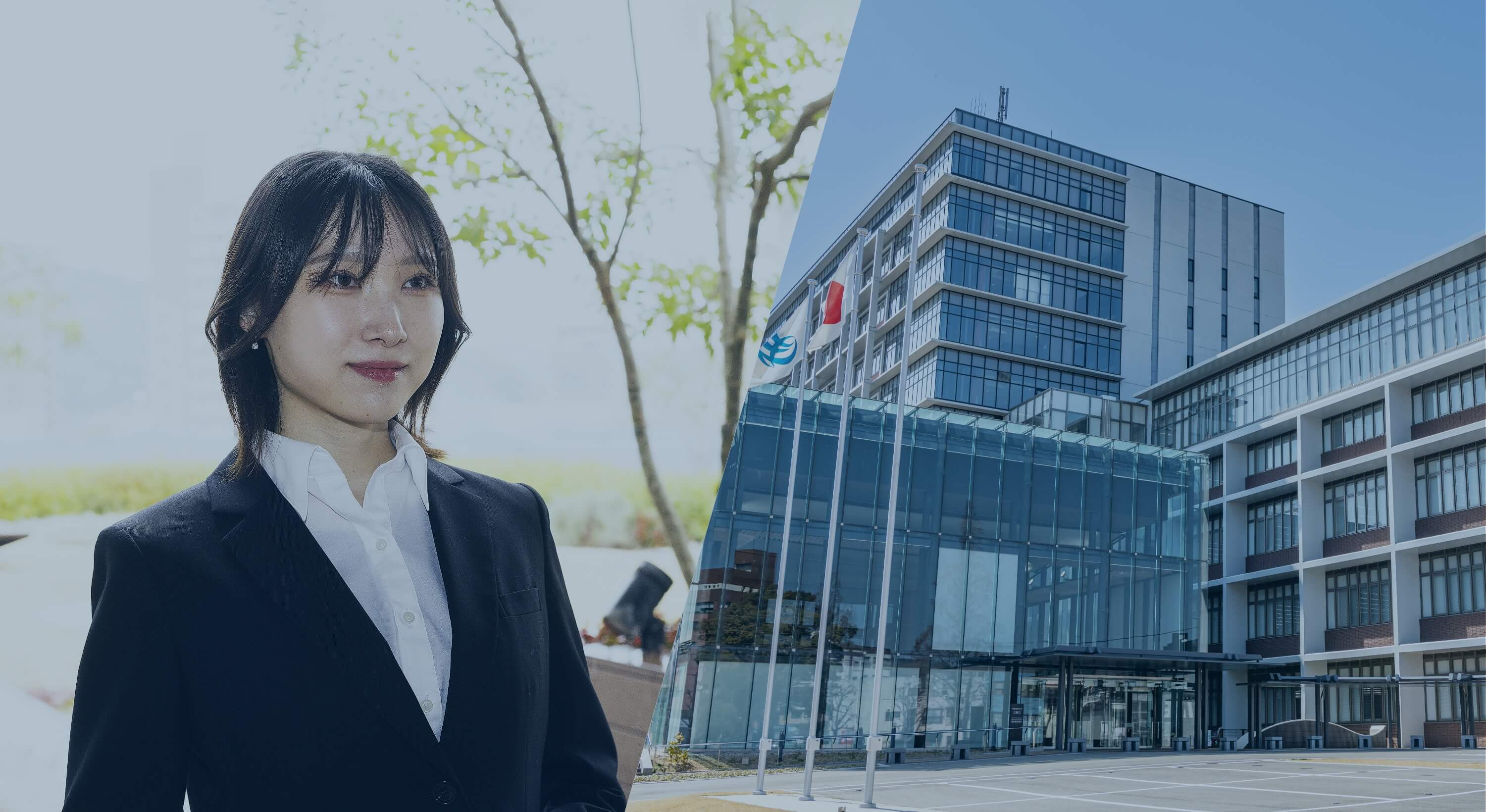 女性職員と下関市役所