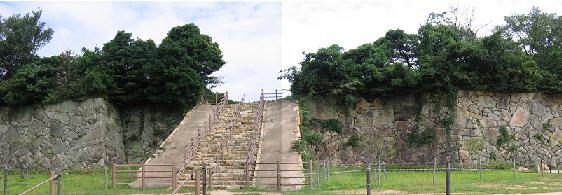 勝山地区公園　石垣が残る園内