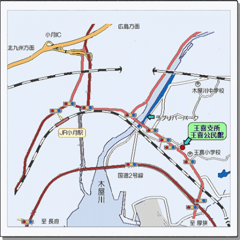 JRおづき駅より厚狭方面へ向かい、7つ目の信号を過ぎたところより左へ入った場所です