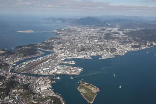 下関港の航空写真