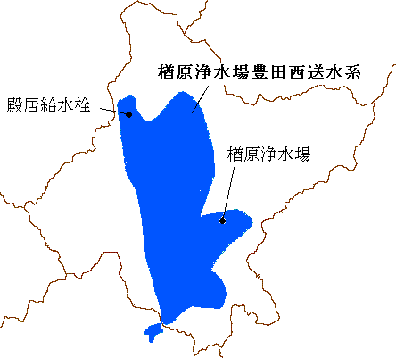 楢原浄水場豊田西送水系の図