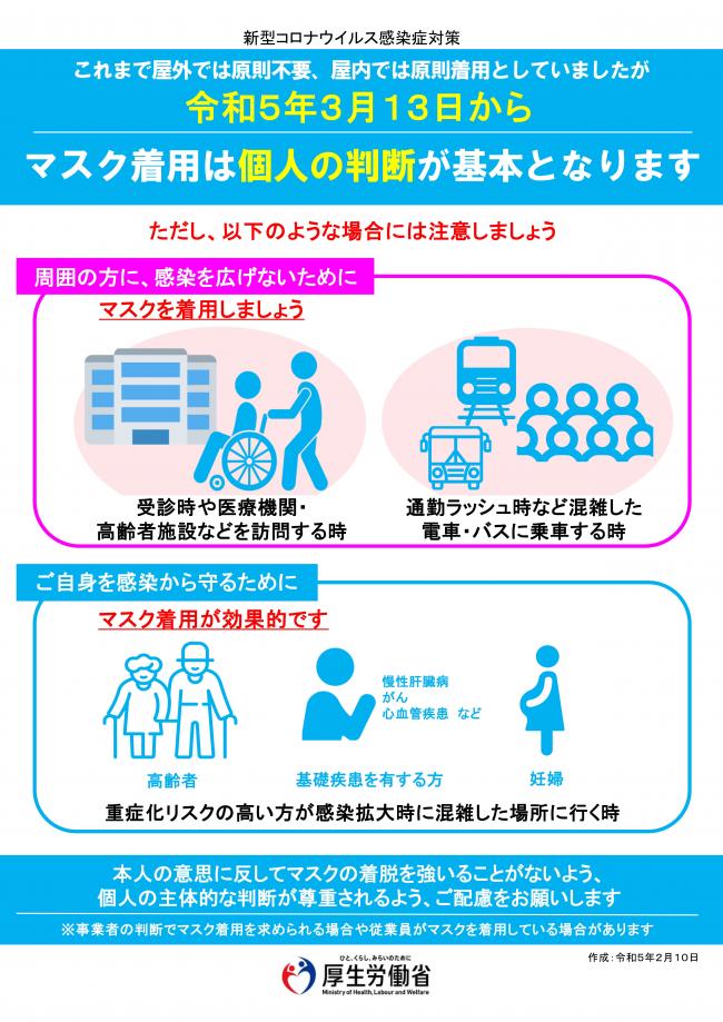 厚生労働省のマスクのチラシ