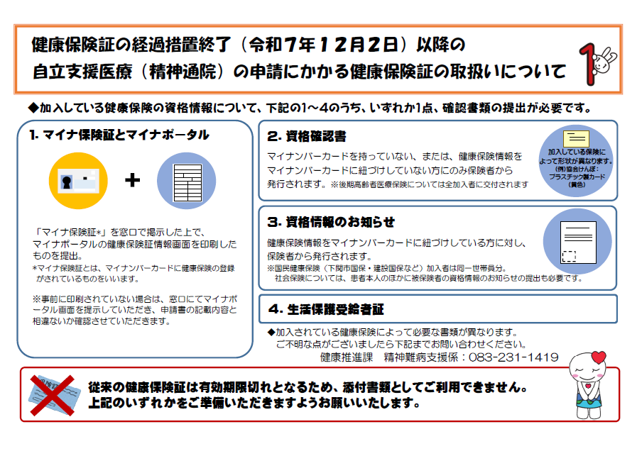 自立支援医療（精神通院）の申請にかかる医療保険情報の確認について