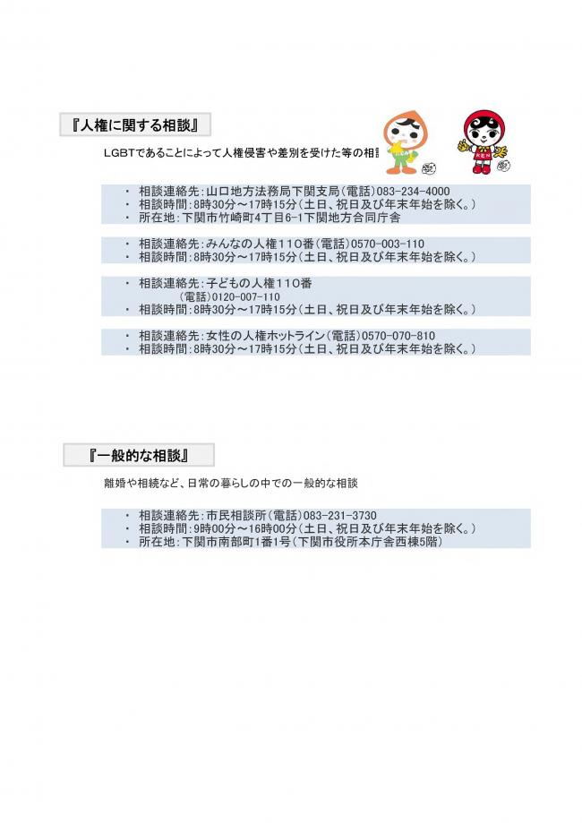 LGBT等に関する相談窓口の紹介1