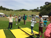 スラックライン体験の様子