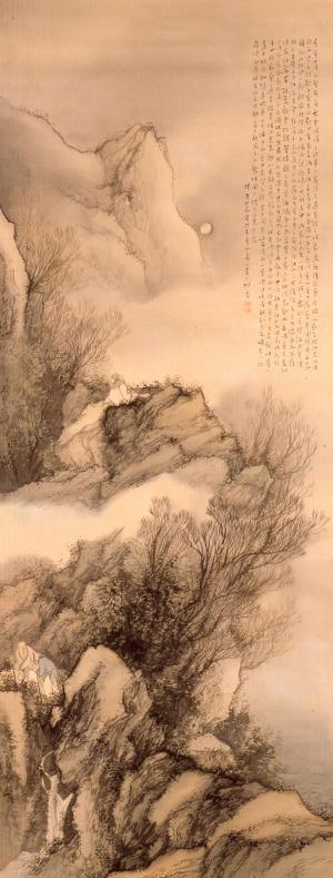 松林桂月《赤壁賦図》1935年（双幅のうち左幅）